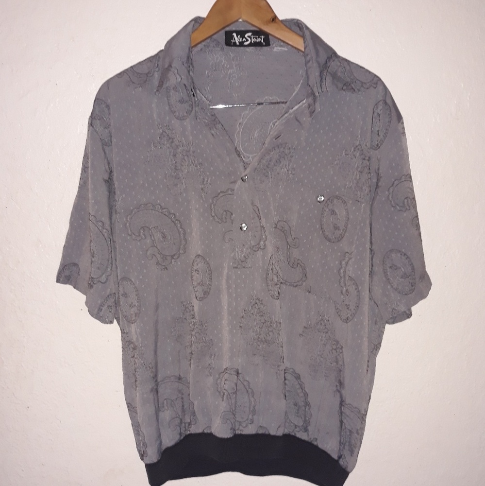 Vintage Alan Stuart size L shirt paisley grey